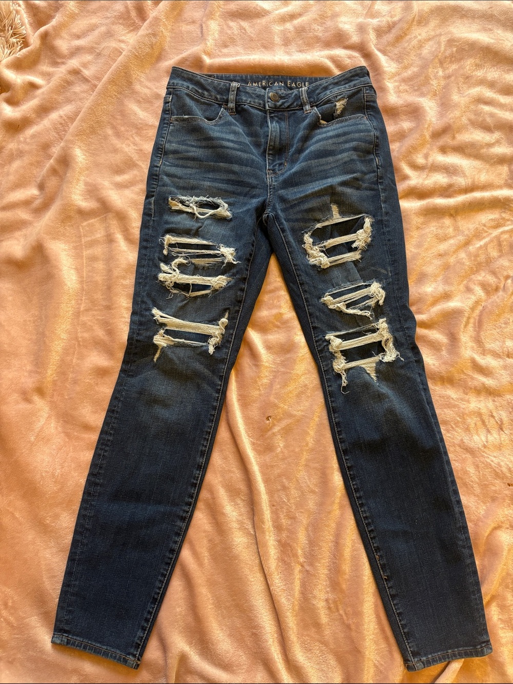 American Eagle Outfitters Dark Blue Ripped Skinny Jeans